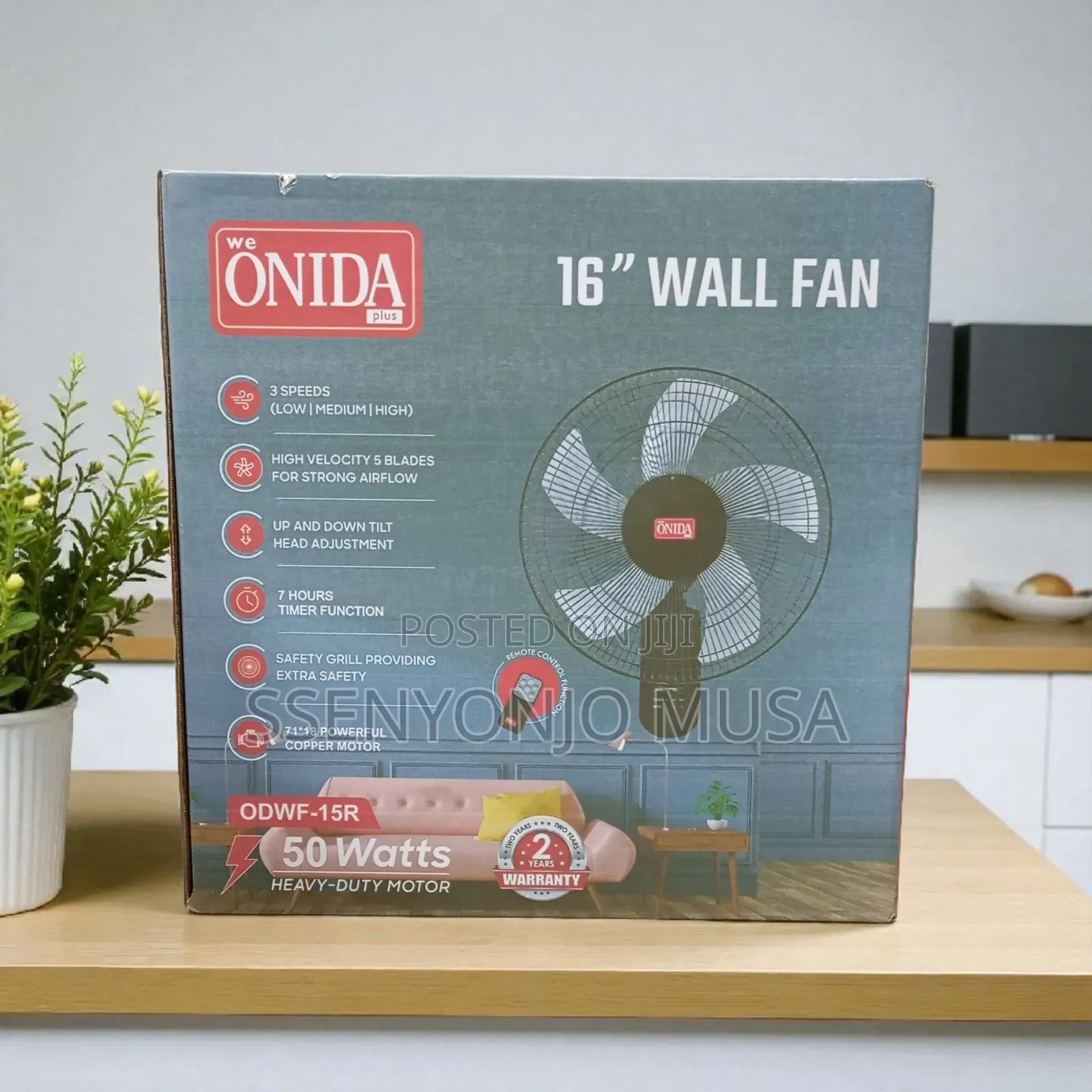 Onida Plus 16-Inch Wall Fan With Remote Control – 50w Powerful Motor,.