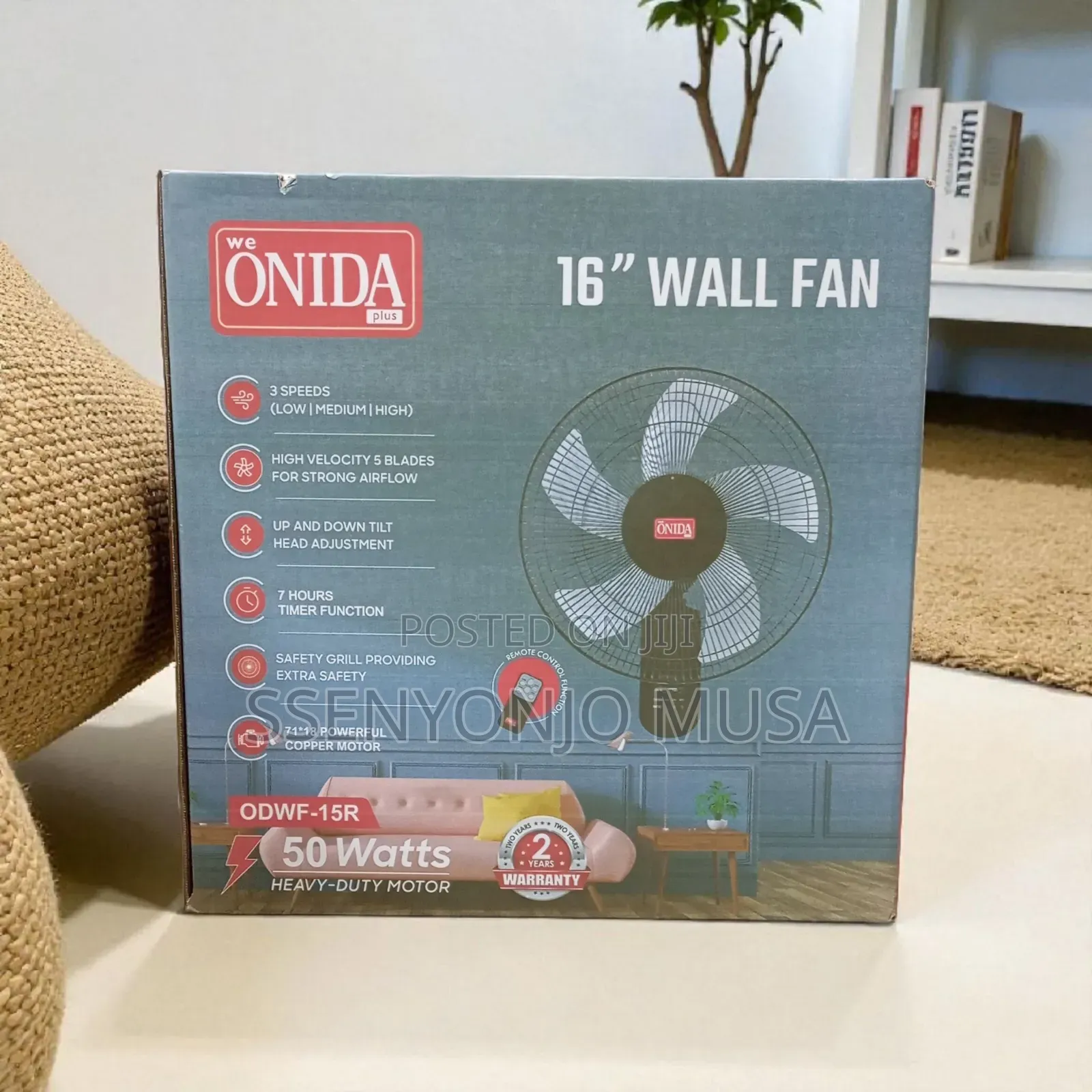 Onida Plus 16-Inch Wall Fan With Remote Control – 50w Powerful Motor,.