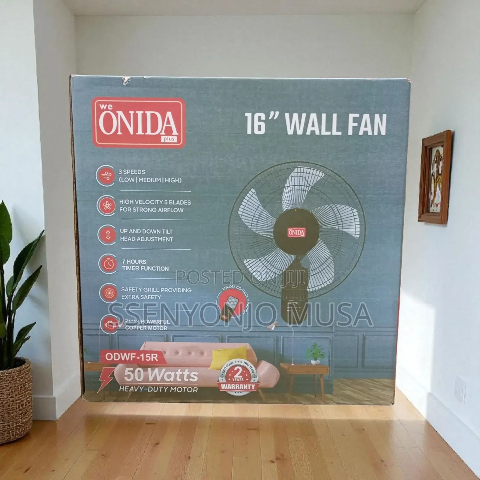 Onida Plus 16-Inch Wall Fan With Remote Control – 50w Powerful Motor,.