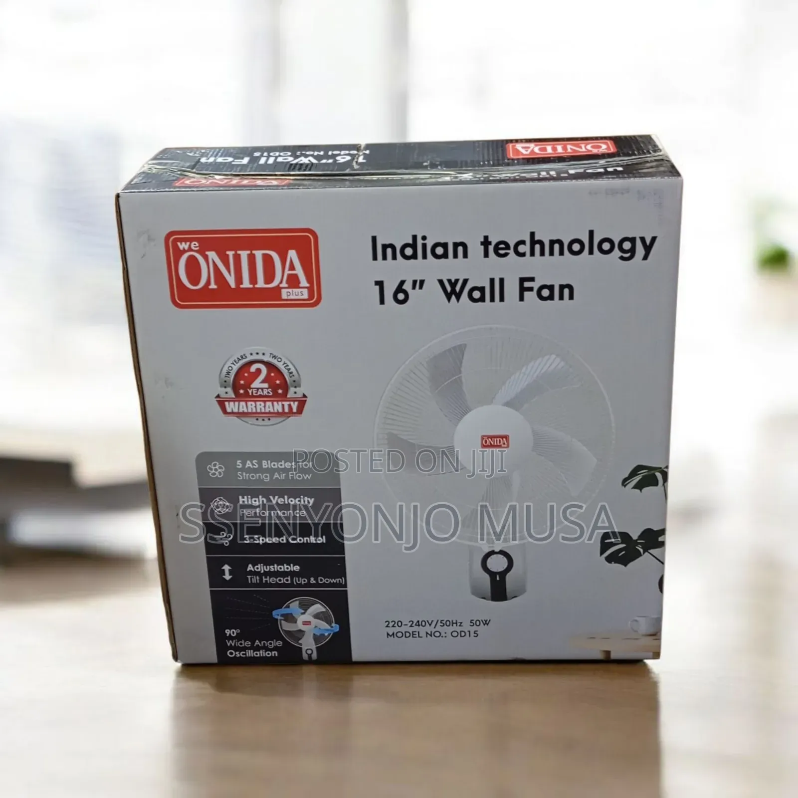 Onida 16-Inch Wall Fan – 50w Powerful Motor, Adjustable Speed.