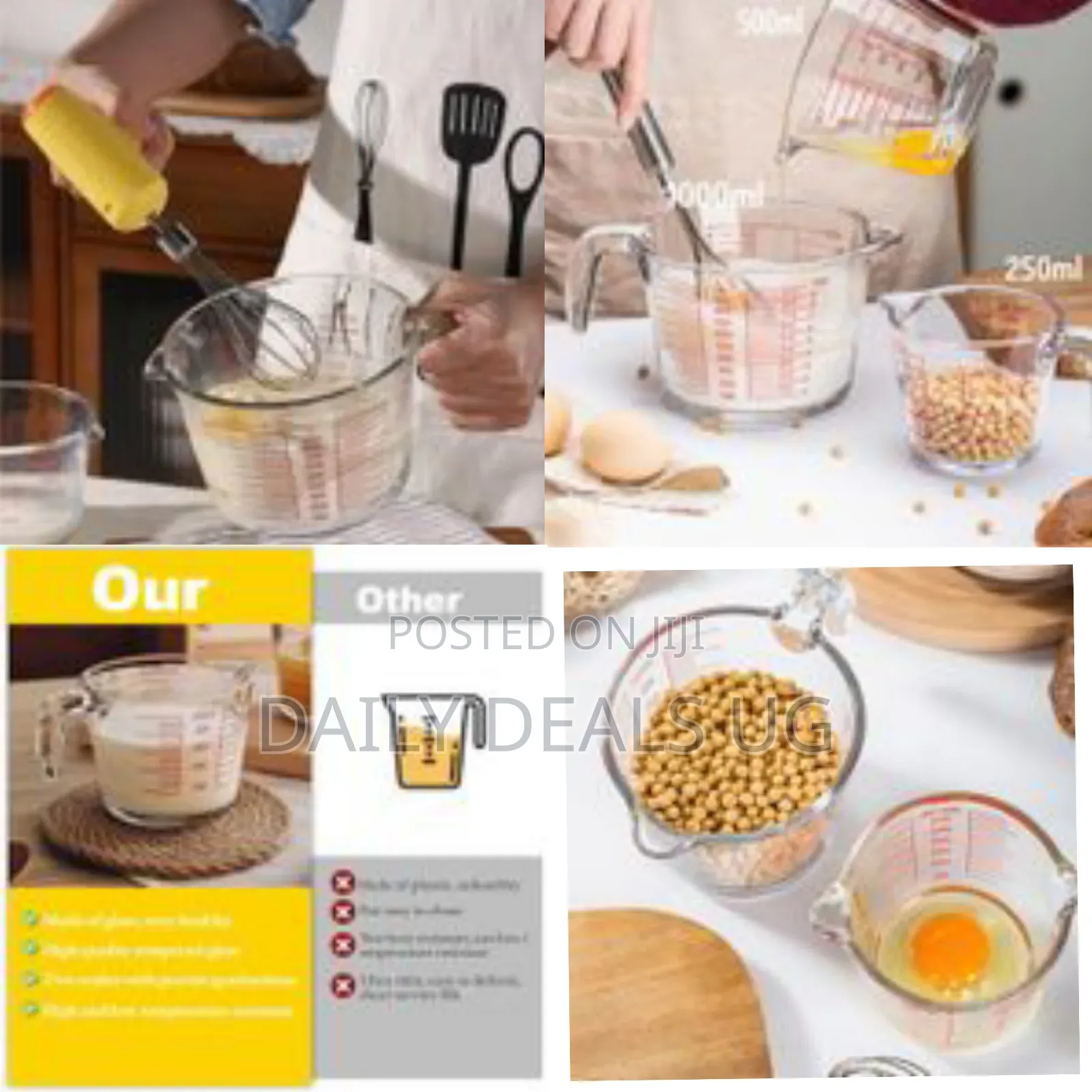 350ml Glass Measuring Cup, 1 1/3-Cup Tempered Glass Liquid Measuring