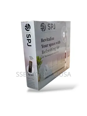 SPJ 16-Inch Rechargeable Stand Fan – 35w Energy Efficient, Remote.