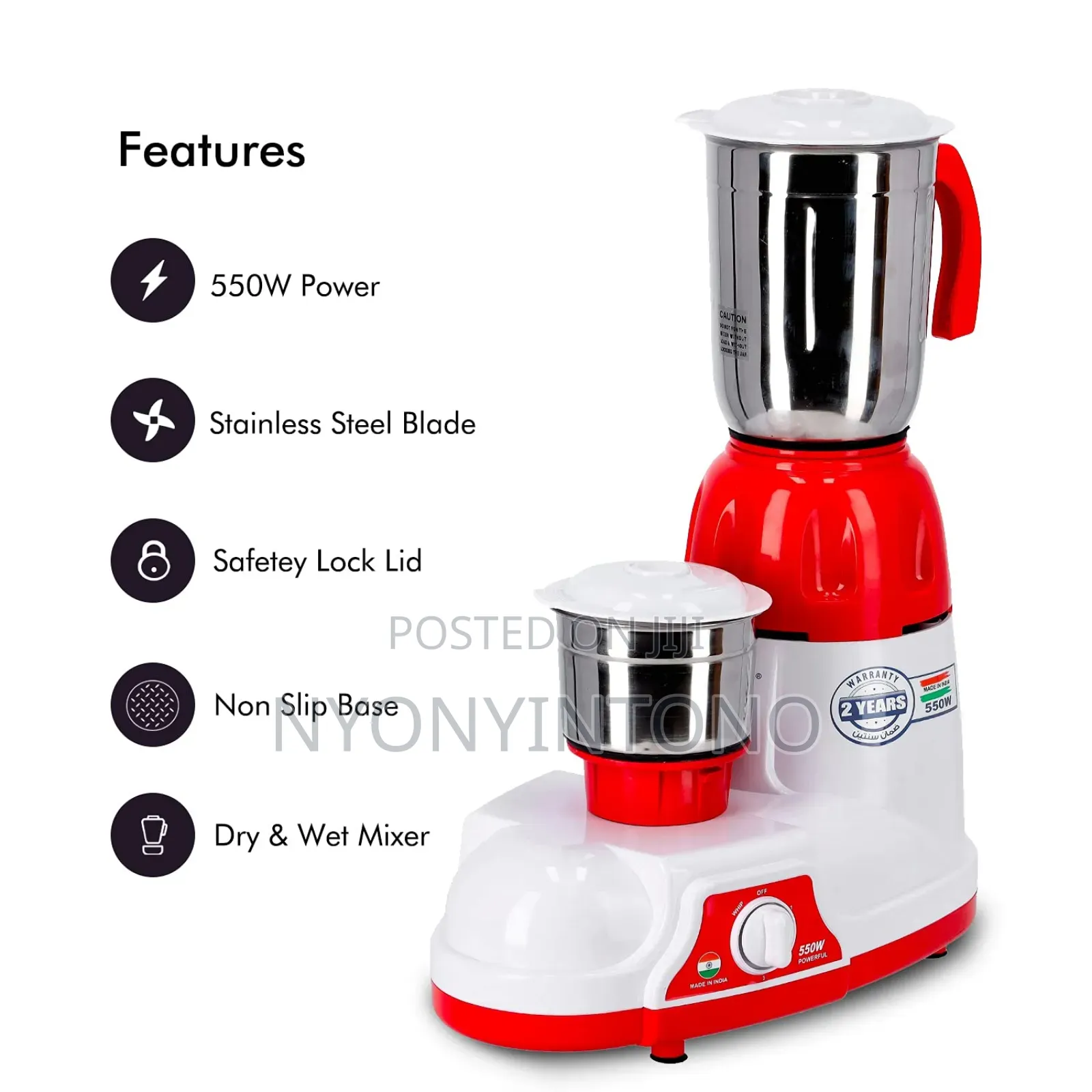 Geepas 550w Powerful Stainless Steel Blender Grinder Gsb5456