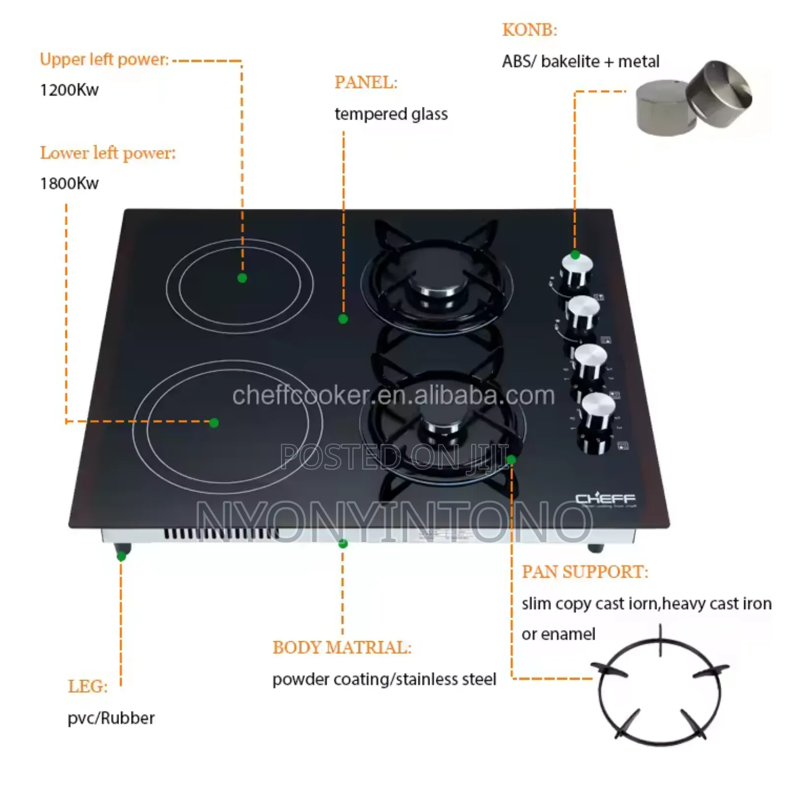 Dw Inbuilt Hob With 3gas Burners and 2 Infrared Plates Dwgc2012g