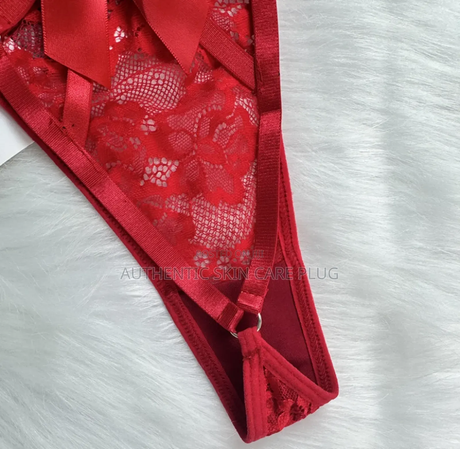 Women's Panties - Red Lace Big Bow Thongs