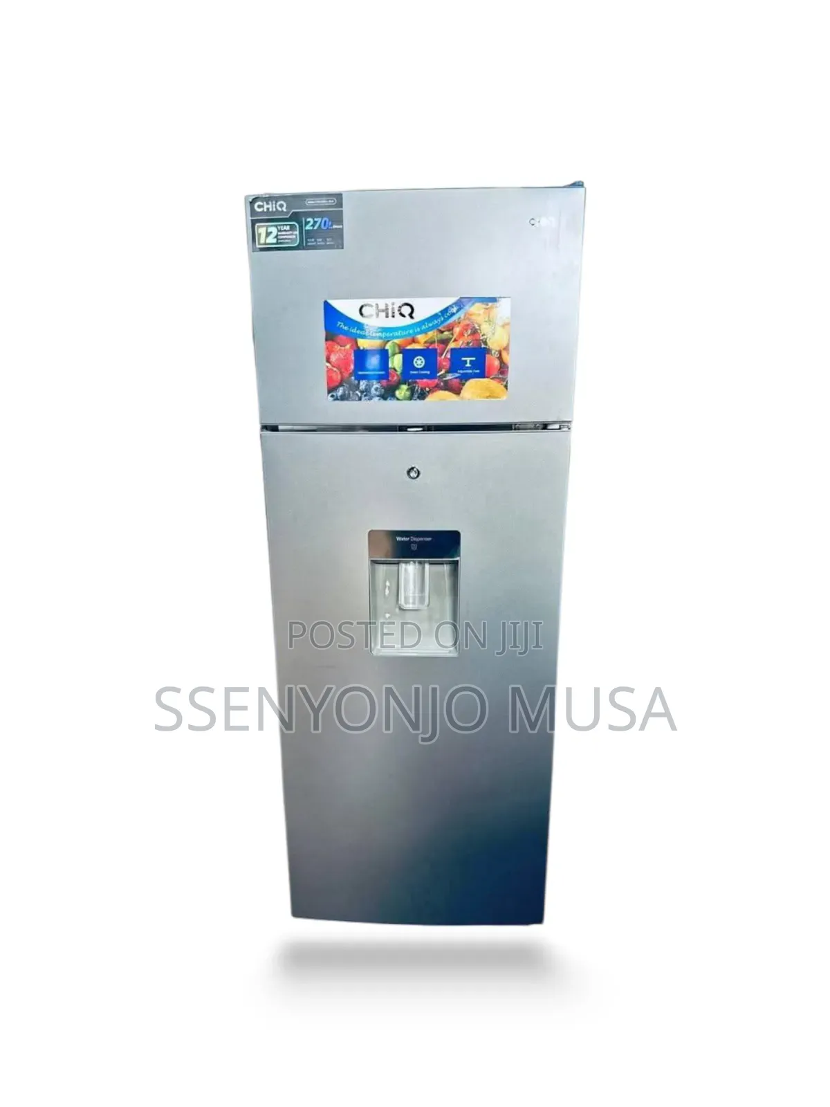 Chiq 270l Double Door Refrigerator – Silver | Water Dispenser.