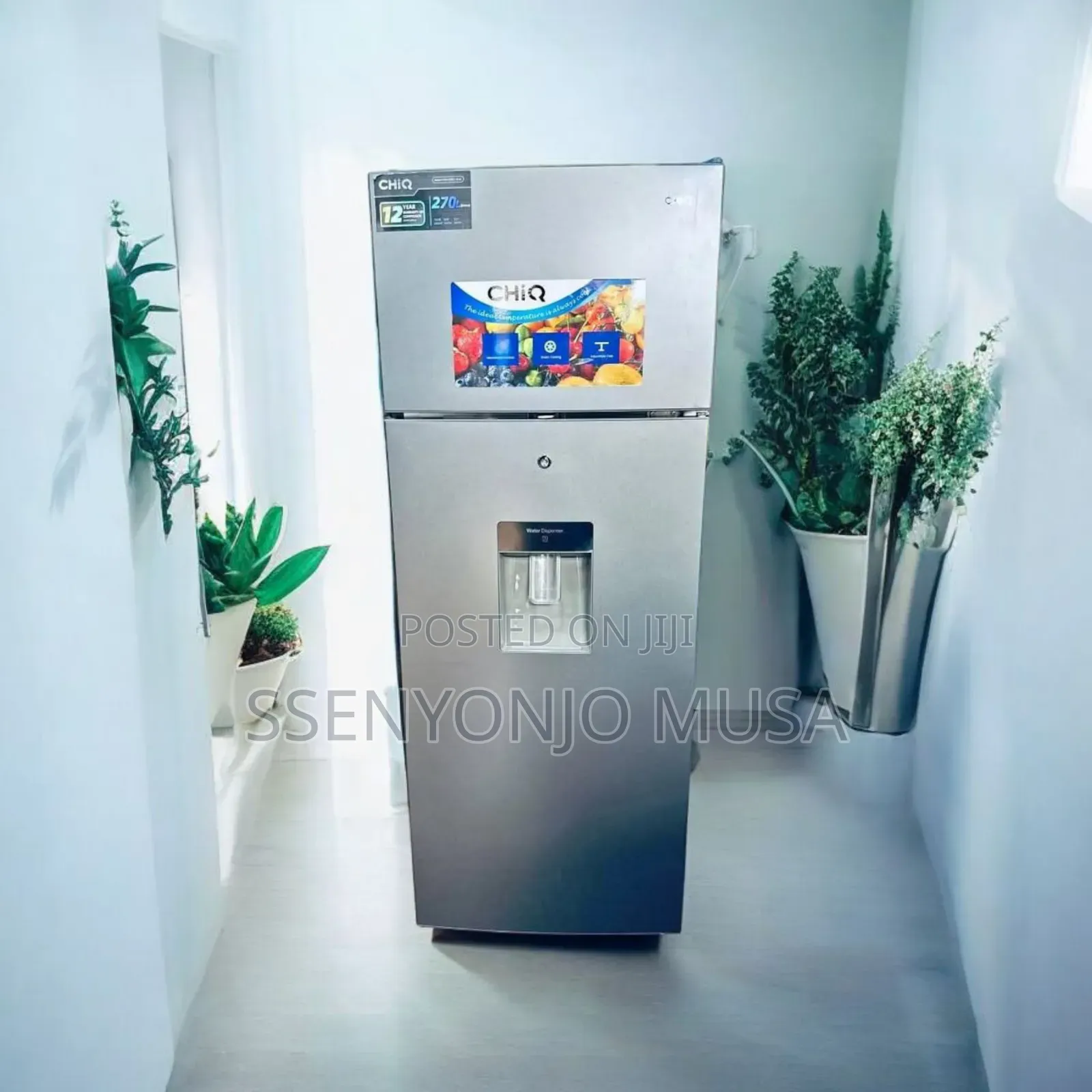 Chiq 270l Double Door Refrigerator – Silver | Water Dispenser.