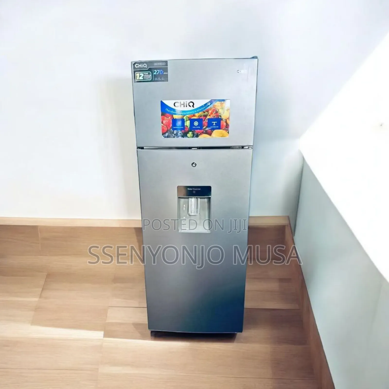Chiq 270l Double Door Refrigerator – Silver | Water Dispenser.