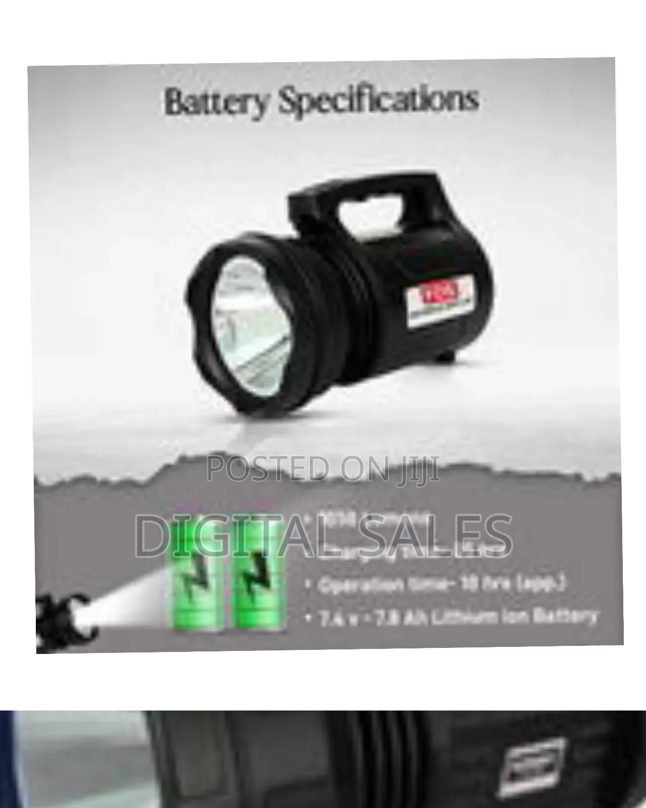 Led Search Light 10w With Lithium Battery Dual Charging 220v Ac 12v