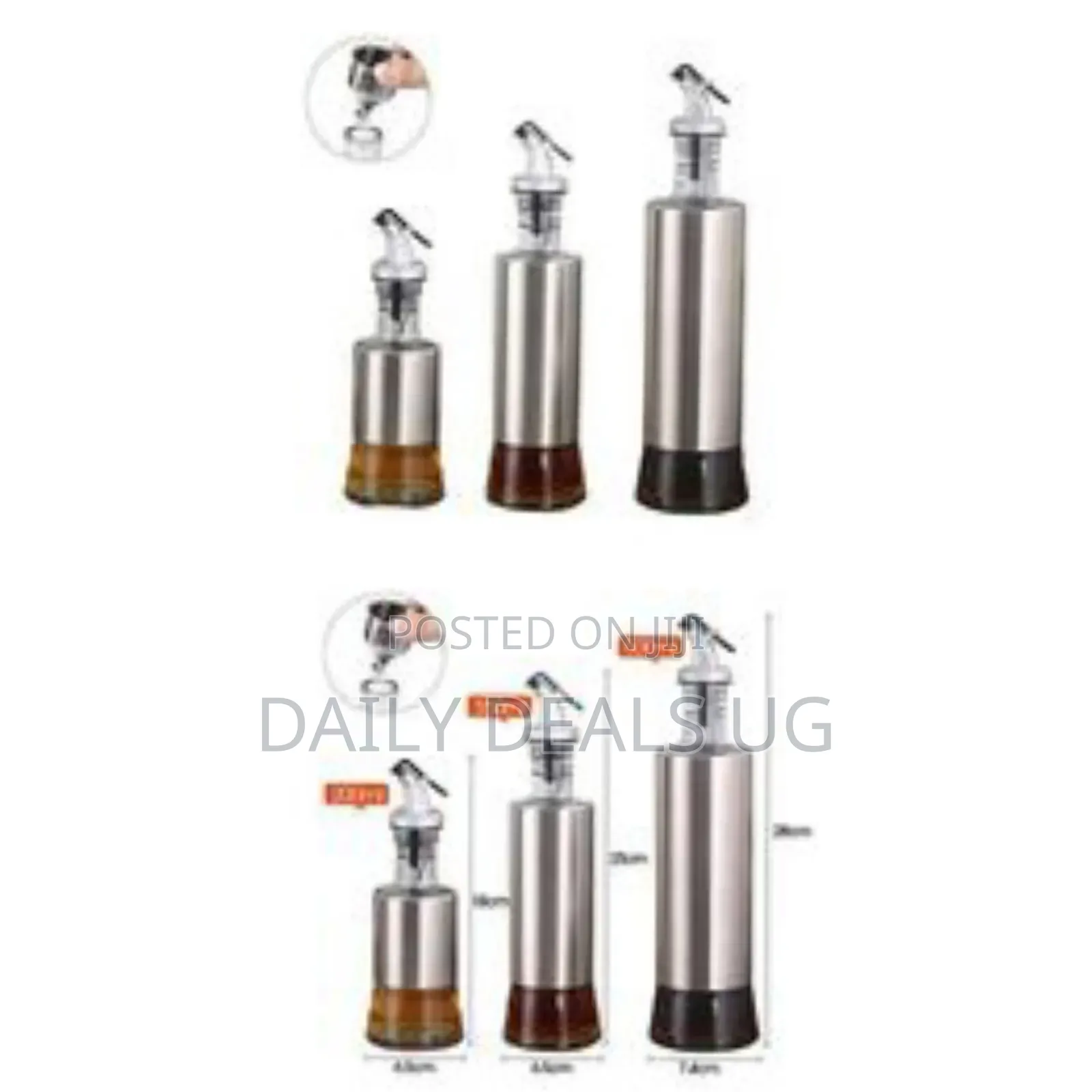 3 PCS Glass Vinegar Cooking Oil Dispensers Sauce Sprayer Bottle Set