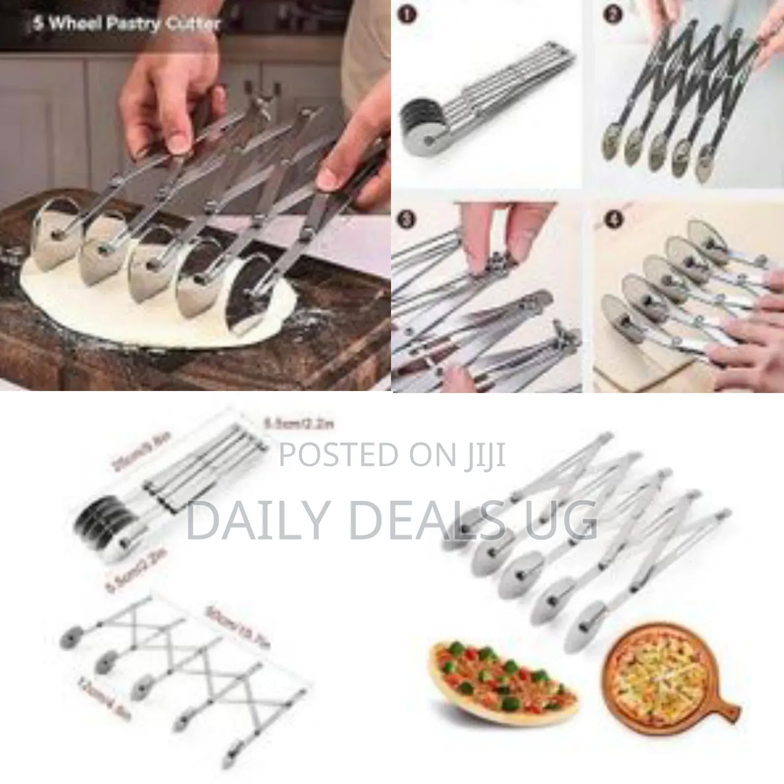 Baking 5 Wheel Pastry Pizza Cutter, Extender Expandable