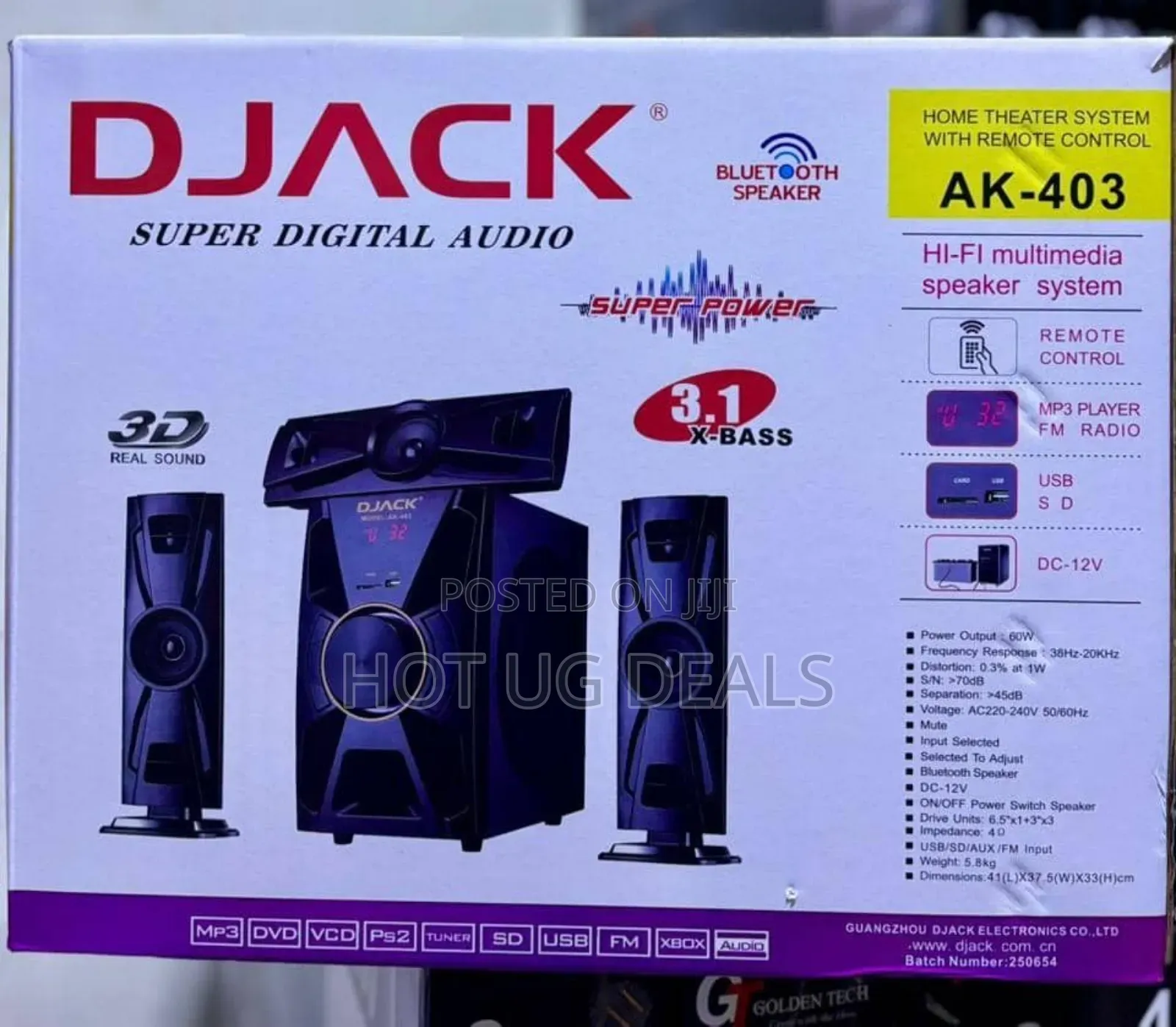 Djack Woofer Sound System Dj-403 With Bluetooth,  Usb, Fm- Black