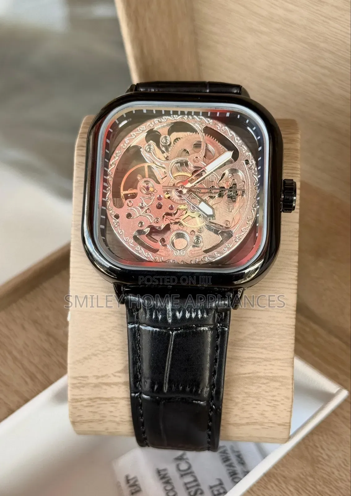 Patek Philipe Men's Square Shaped Genuine Leather Strapped Wrist Watch