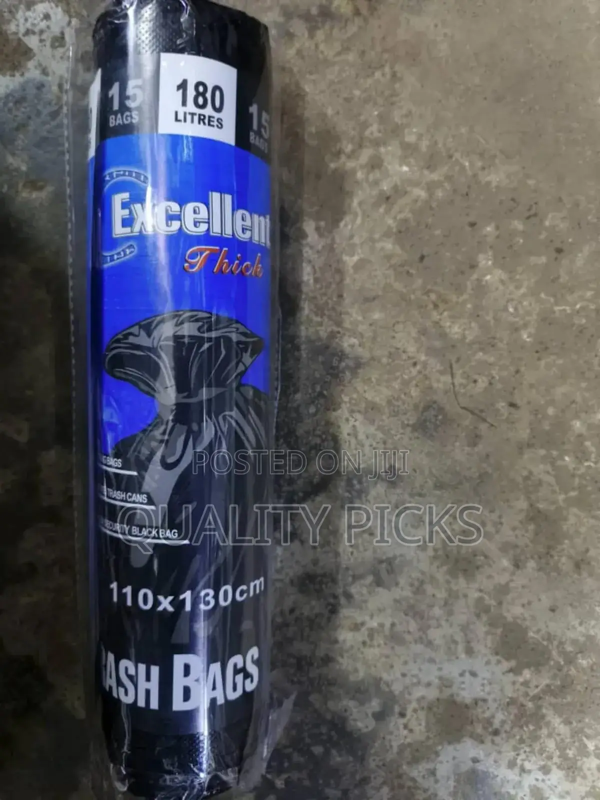 Trash Bags 180l 15pcs 110cm by 130cm.