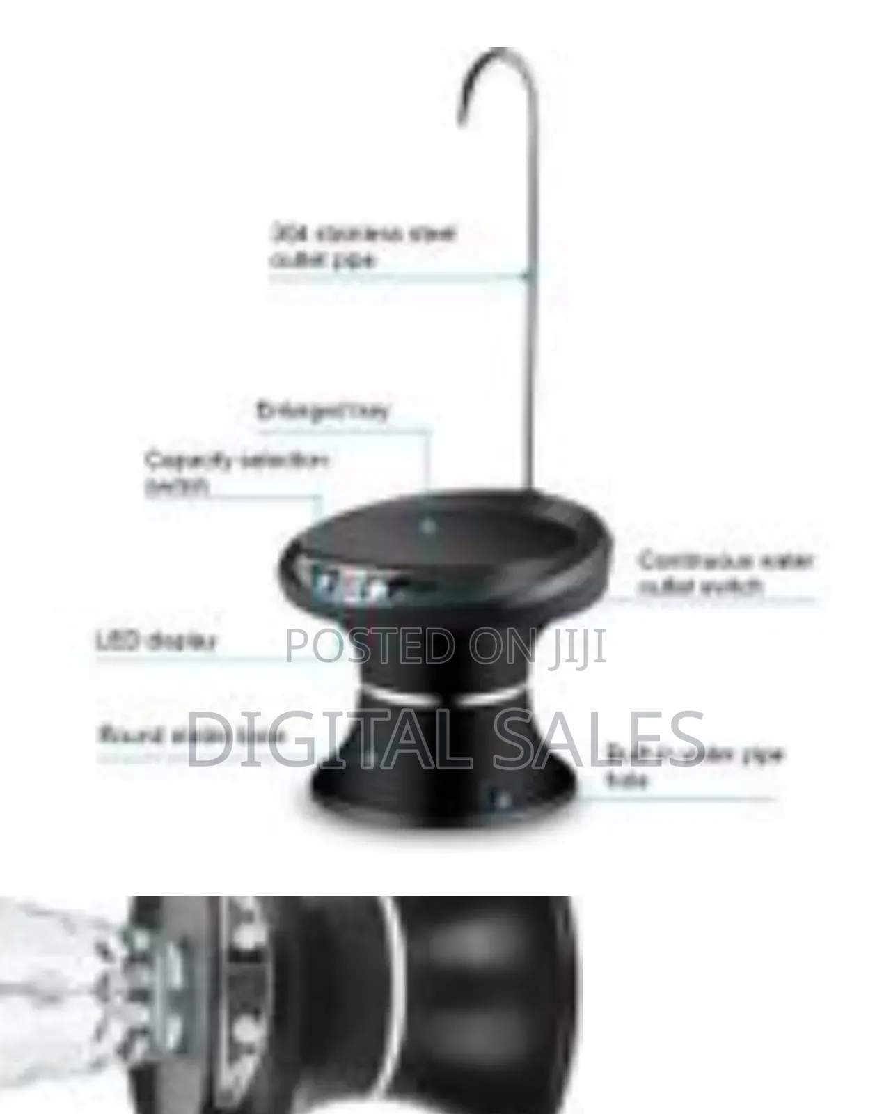 Electric Water Bottle Pump Intelligent 5 Gears Stainless Steel Tube