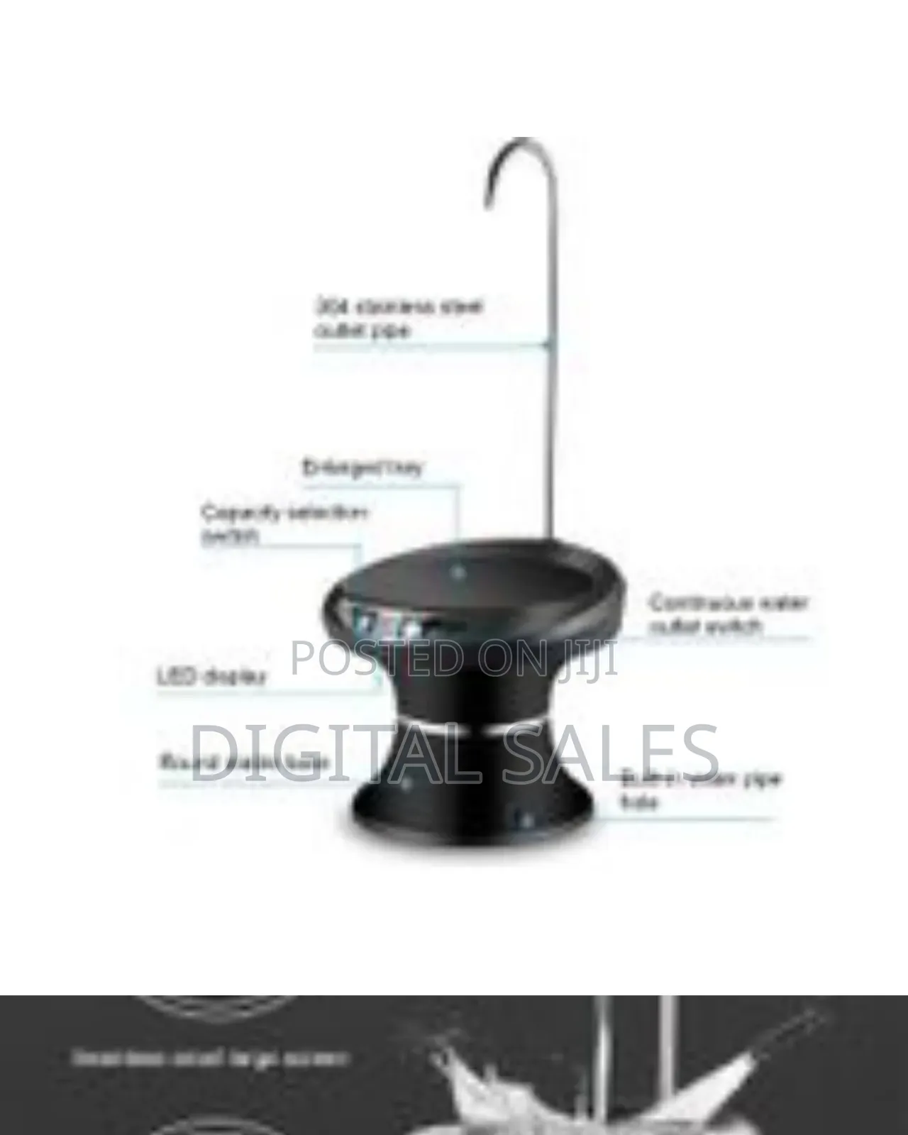 Electric Water Bottle Pump Intelligent 5 Gears Stainless Steel Tube