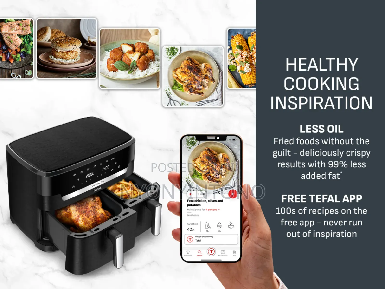 Tefal 11liters Dual Digital Airfryer Program 2700w Ey9428go
