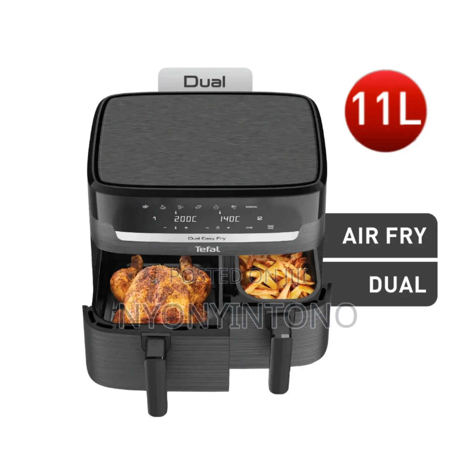 Tefal 11liters Dual Digital Airfryer Program 2700w Ey9428go