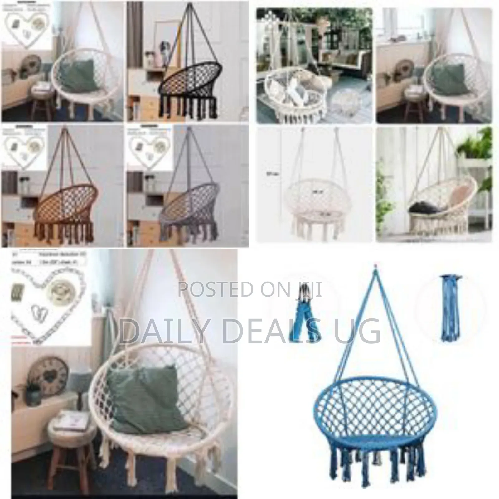 Hammock Chair Hanging Macrame Swing With Cushion and Hardware Kits