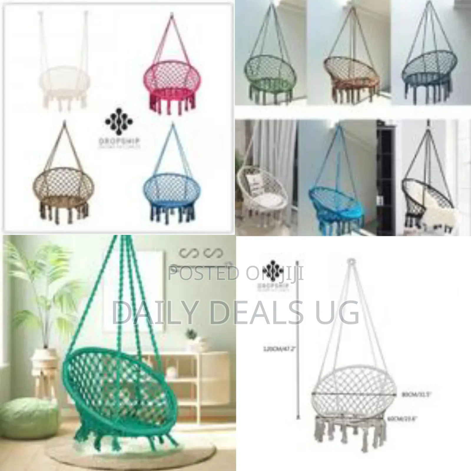 Hammock Chair Hanging Macrame Swing With Cushion and Hardware Kits