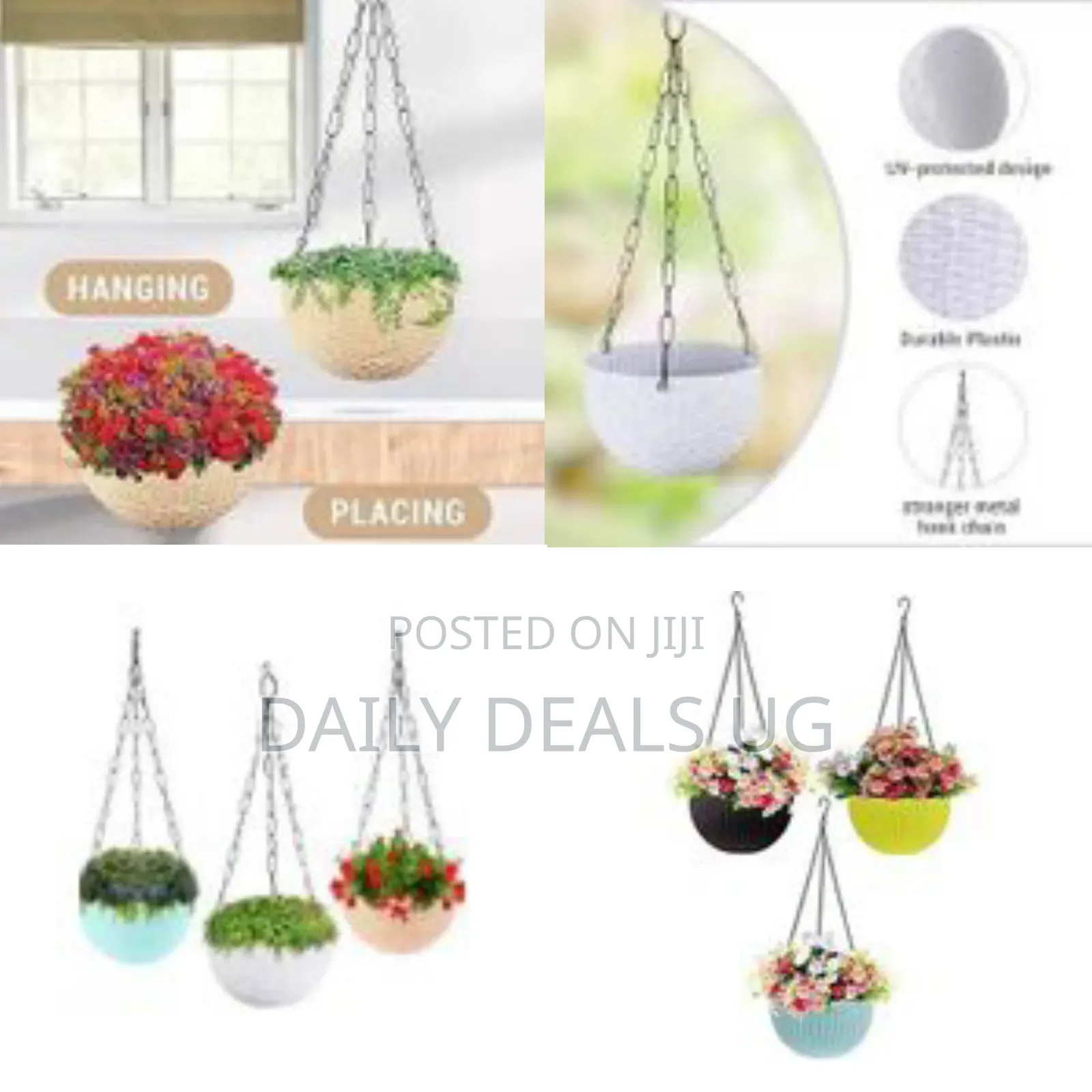 Rattan Waven Urban Home Plastic Flower Pot Hanging Basket