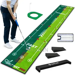 Saplize Two-Speed Golf Putting Mat With Putting Alignment Mirror