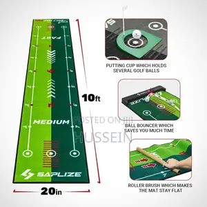 Saplize Two-Speed Golf Putting Mat With Putting Alignment Mirror