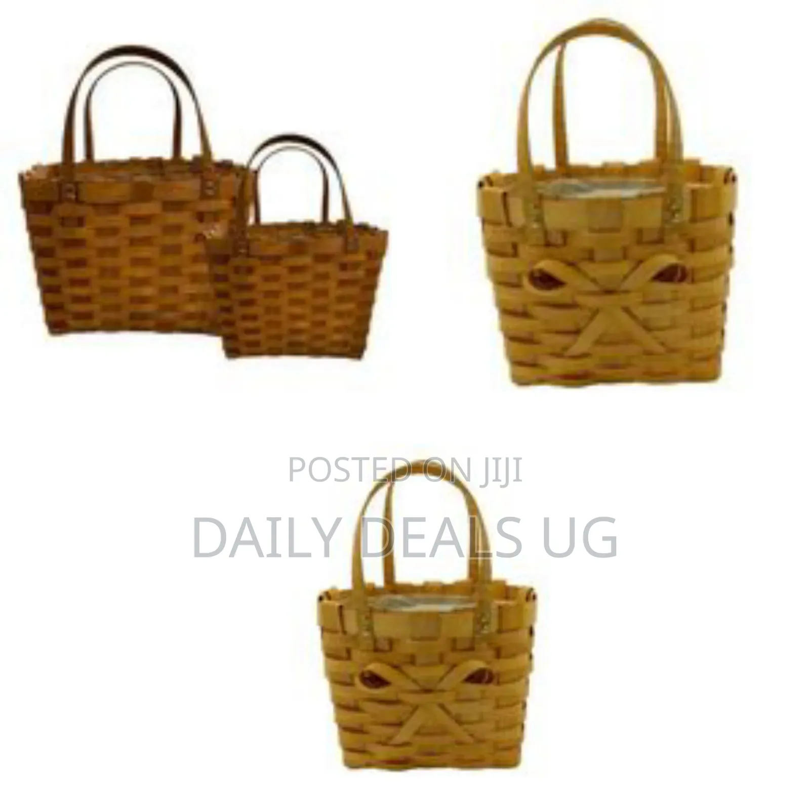 2 Piece Woven Flower Poppy Personal Picnic Basket, Fruit Insulated Bag