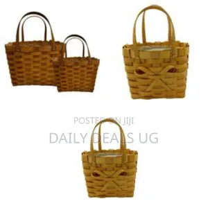 2 Piece Woven Flower Poppy Personal Picnic Basket, Fruit Insulated Bag