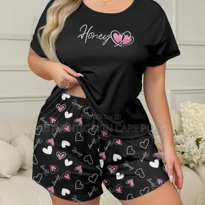 Adorable Goodnight Pajama Set Womens Cartoon Short