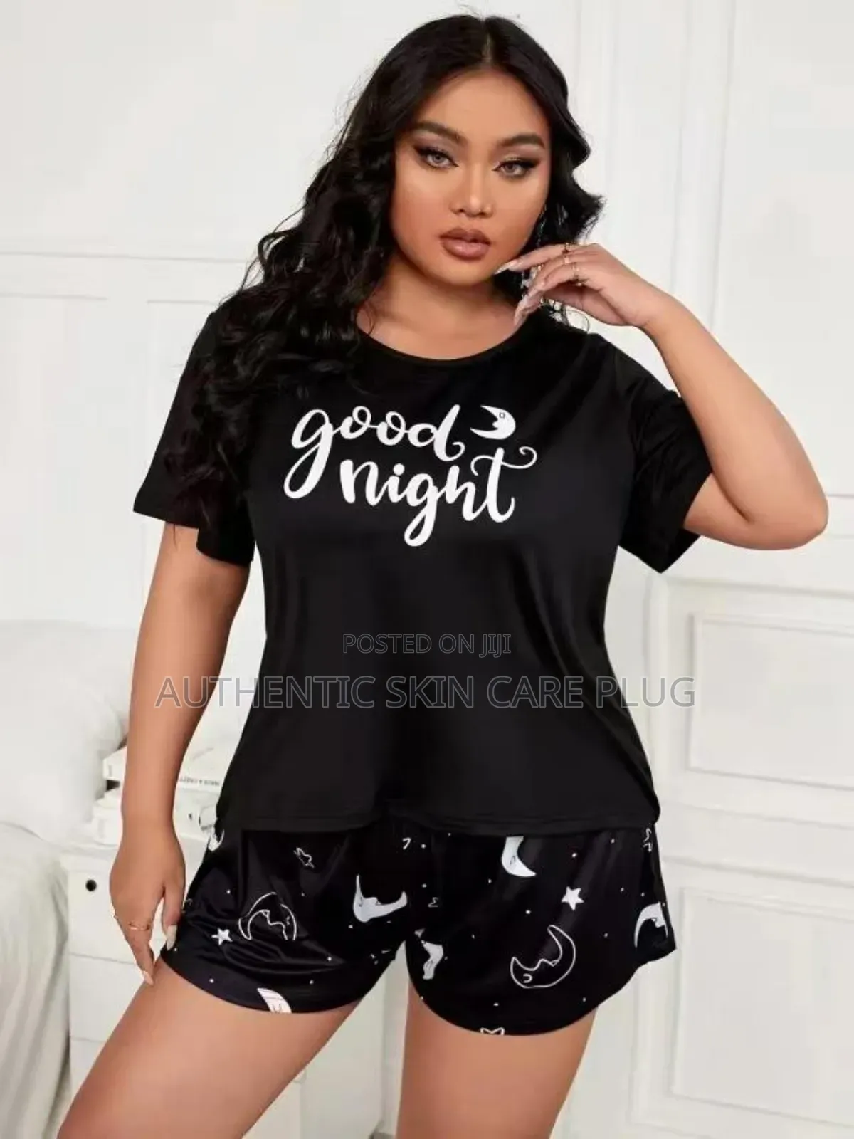 Adorable Goodnight Pajama Set Womens Cartoon Short