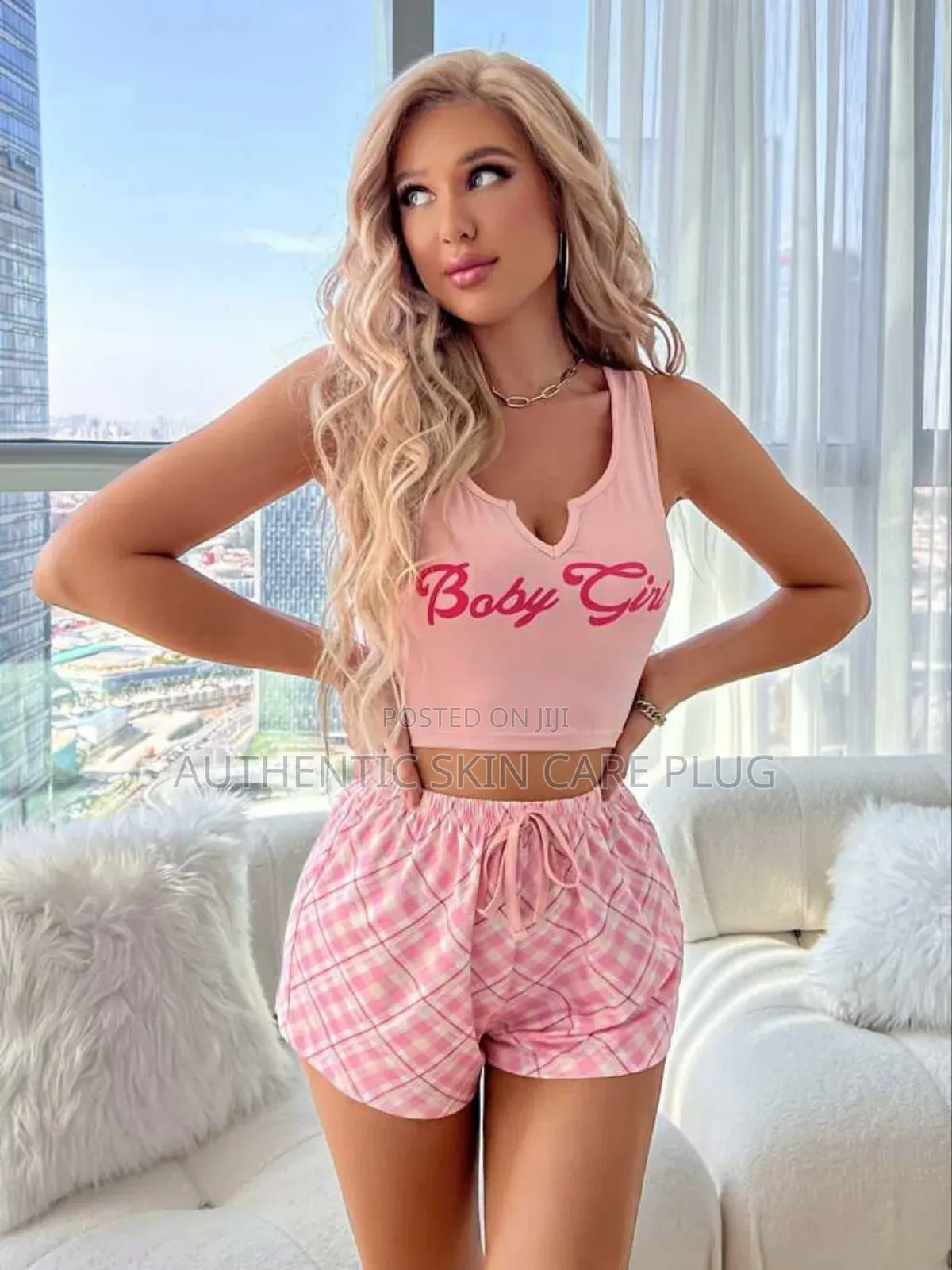 Adorable Goodnight Pajama Set Womens Cartoon Short