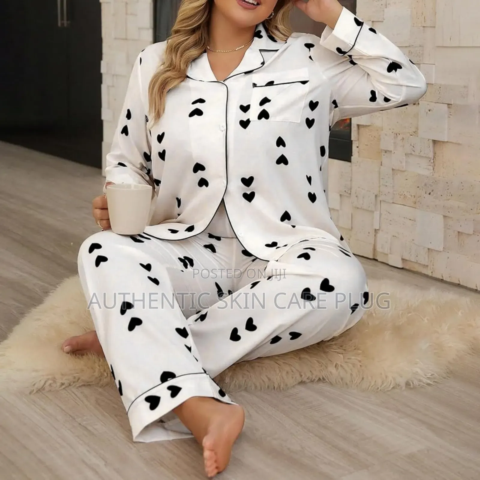 Women's Printed Long Sleeved Long Pants Sleepwear Plus Size