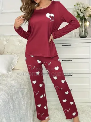 Women's Printed Long Sleeved Long Pants Sleepwear Plus Size