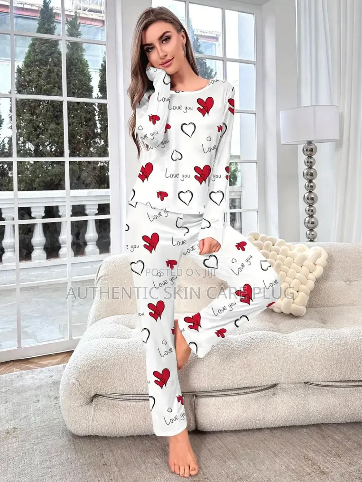 Women's Printed Long Sleeved Long Pants Sleepwear Plus Size