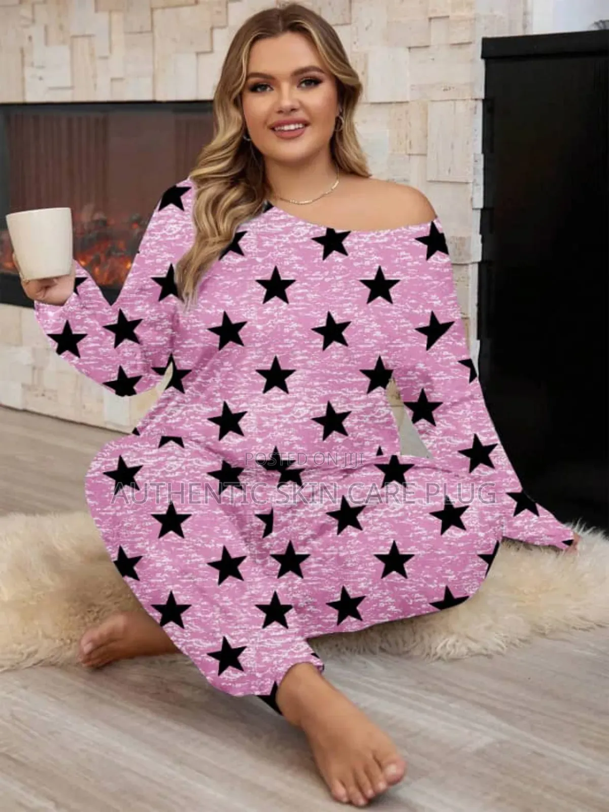 Women's Printed Long Sleeved Long Pants Sleepwear Plus Size