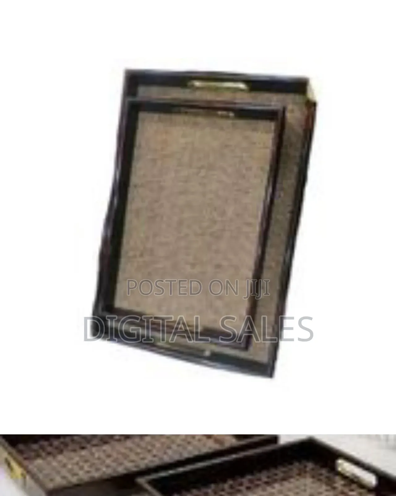 Handmade Wood Tea Serving Tray Set (2 Pieces) – Natural Woven Bamboo