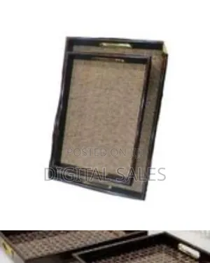 Handmade Wood Tea Serving Tray Set (2 Pieces) – Natural Woven Bamboo
