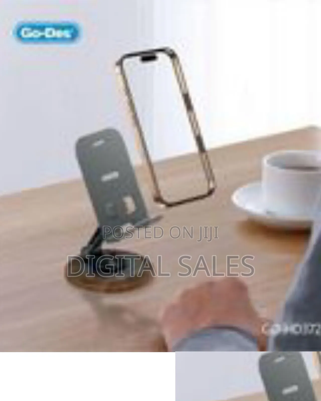 Go-Des Aluminum Alloy Foldable Mobile Phone Stand With Wood Grain