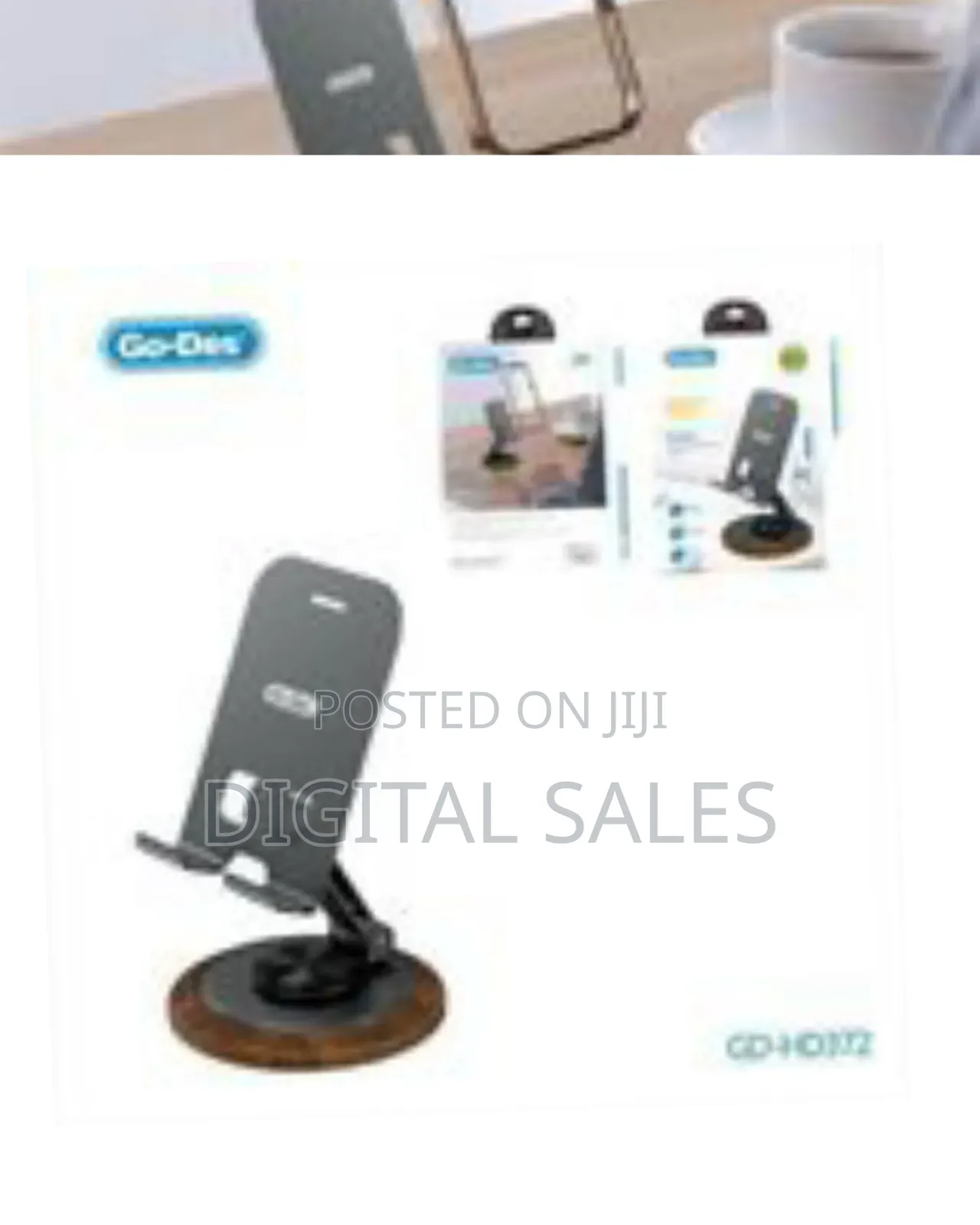 Go-Des Aluminum Alloy Foldable Mobile Phone Stand With Wood Grain