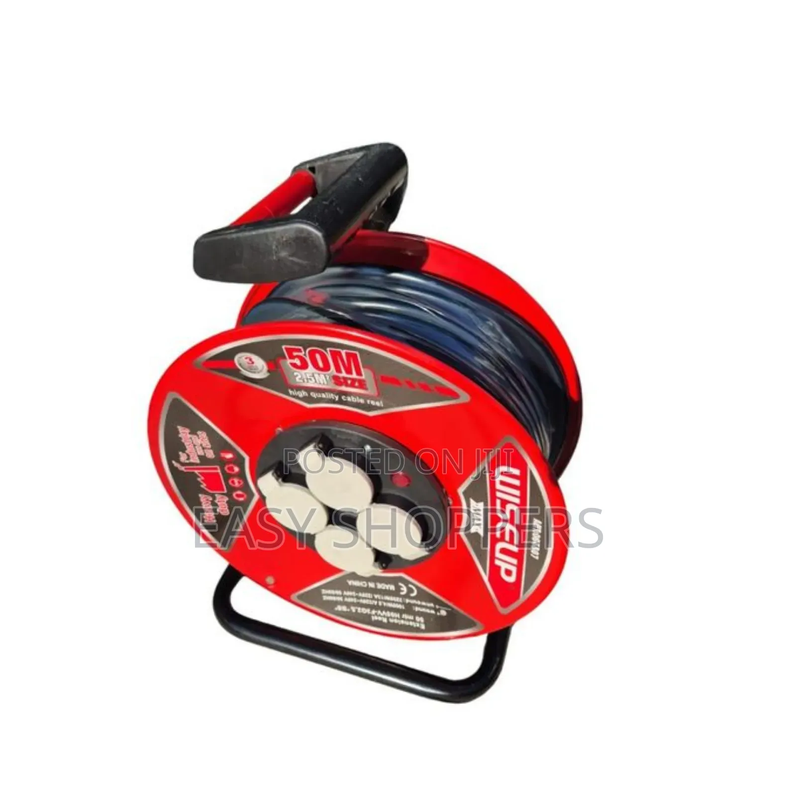 Wiseup Heavy Duty Extension Reel 50 Meters 2.5mm - Red/Black