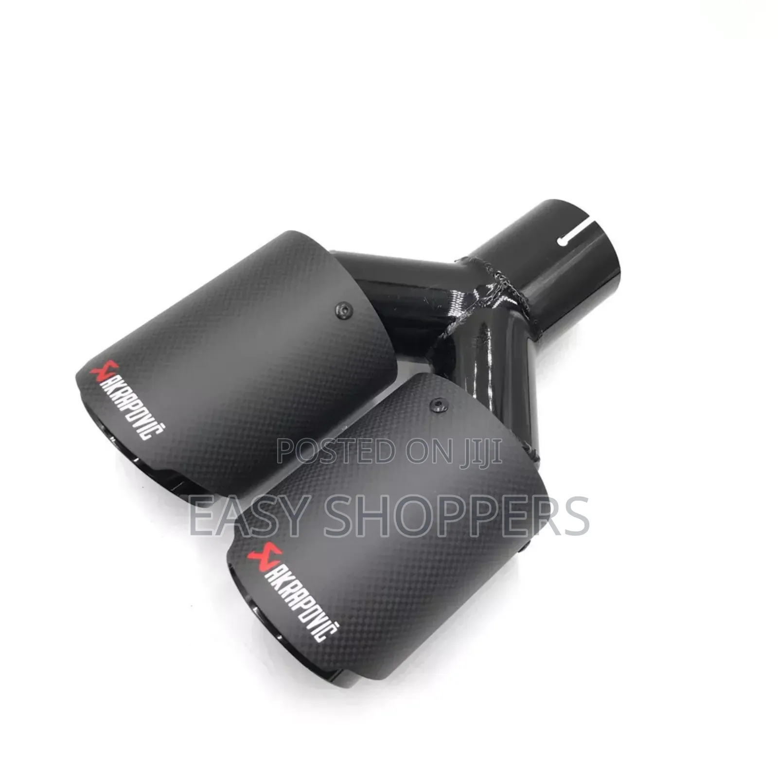 Carbon Fiber Exhaust Tip With a Dual-Pipe Design.