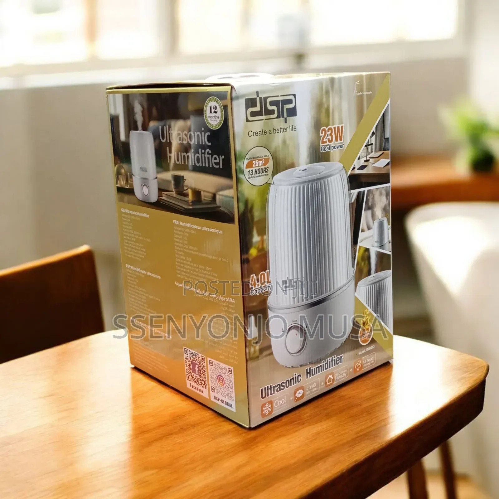 DSP Ultrasonic Humidifier – 4l Cool Mist Essential Oil Diffuser