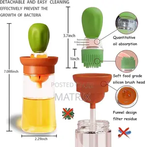 Oil Dispenser Bottle With Silicone Brush and Dropper