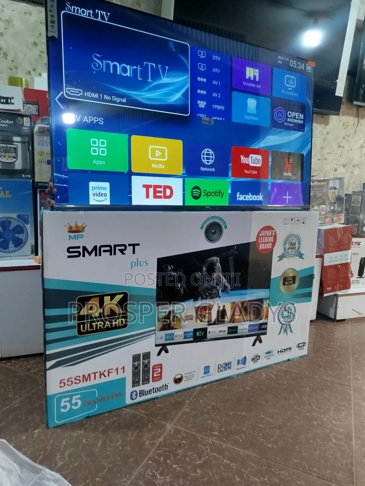 55 Inches Led Smart Plus Smart Android Digital Flat Screen Flameless.