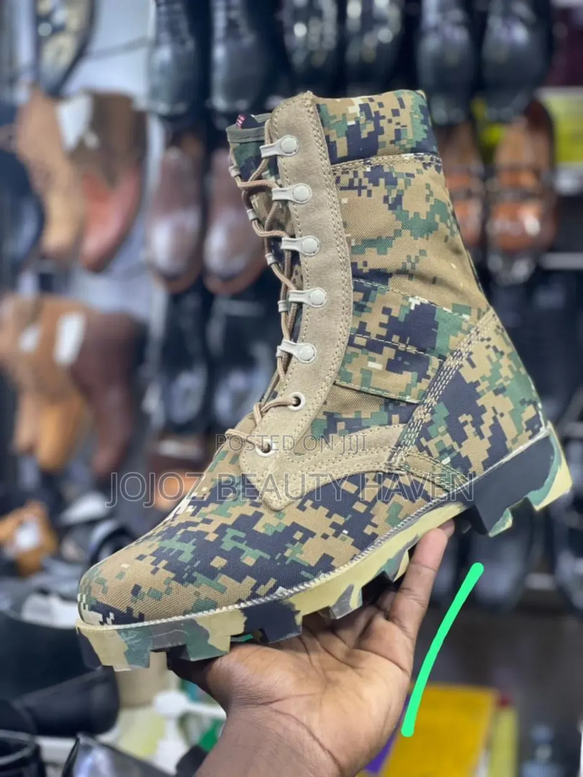Military Combat Boots Colourful Green,Black