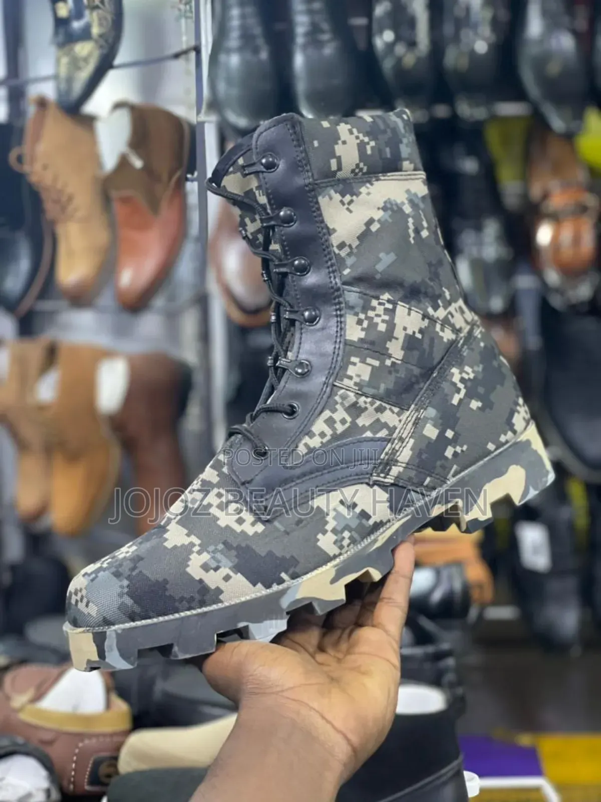 Military Combat Boots Colourful Green,Black
