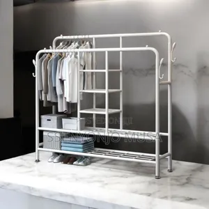 Portable Closet - Double Rods Garment Rack With Shelves