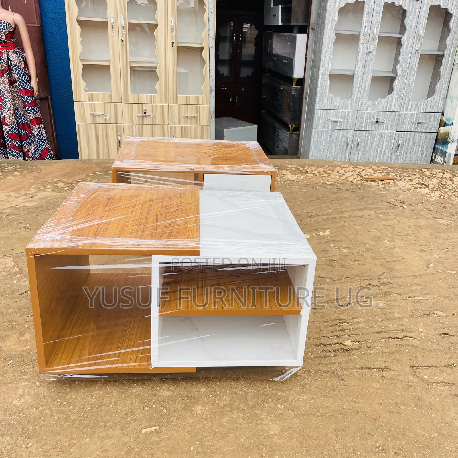 White and Golden Teak Center Table