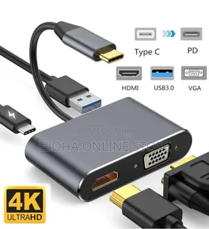 Usb Hub 4 in 1 Usb C to Hdmi Vga Multiport Adapter